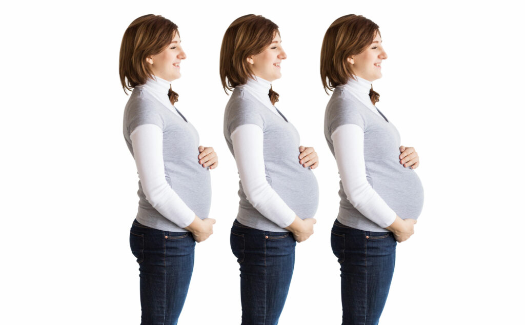 Mujer en sus diferentes etapas del embarazo